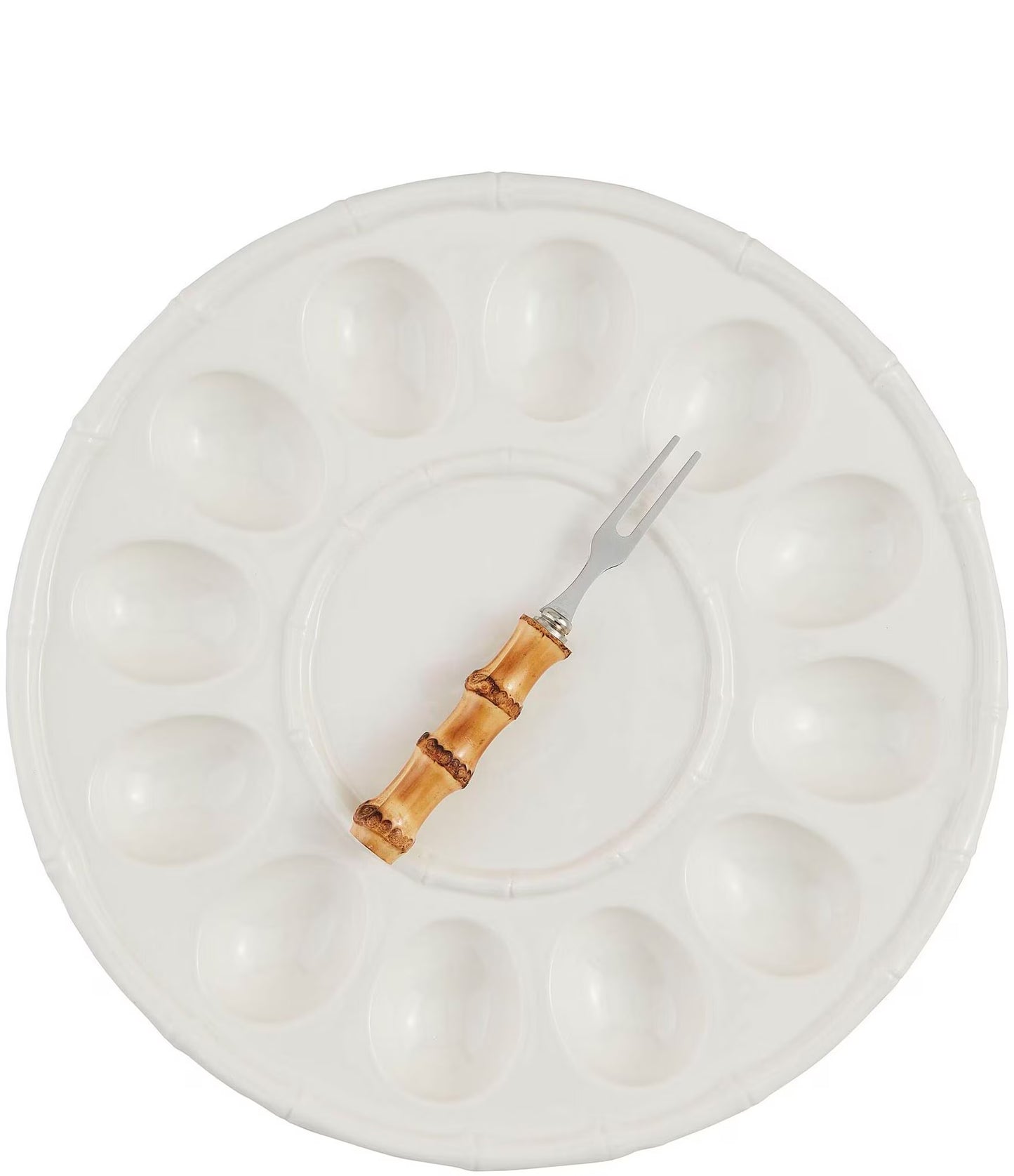 White Bamboo Deviled Egg Tray Set