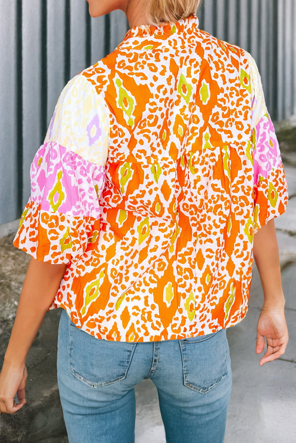 Leopard Colorblock Blouse