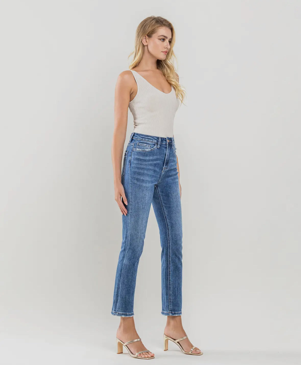 Shirley - Super High Rise Ankle Slim Straight Jeans