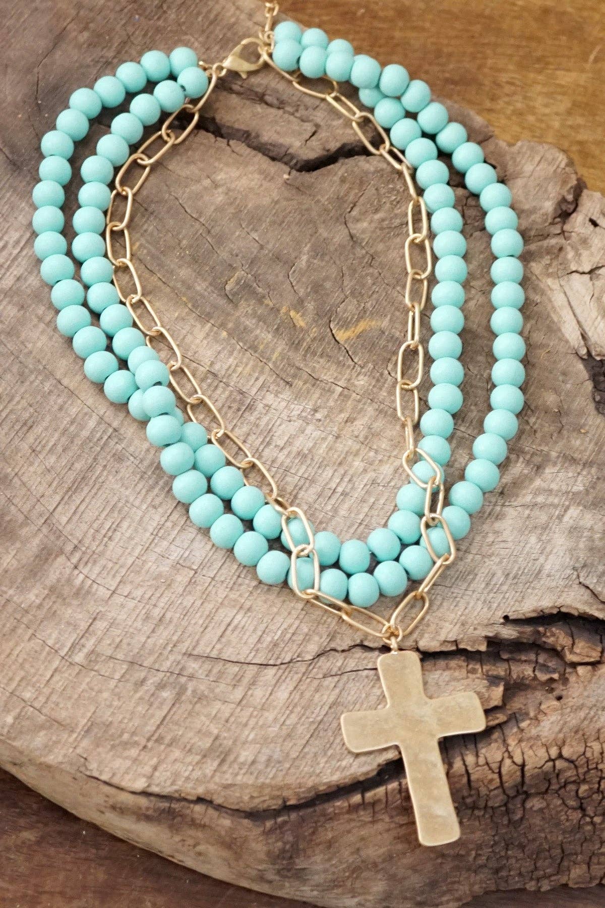 Multi Strand Statement Cross Necklace