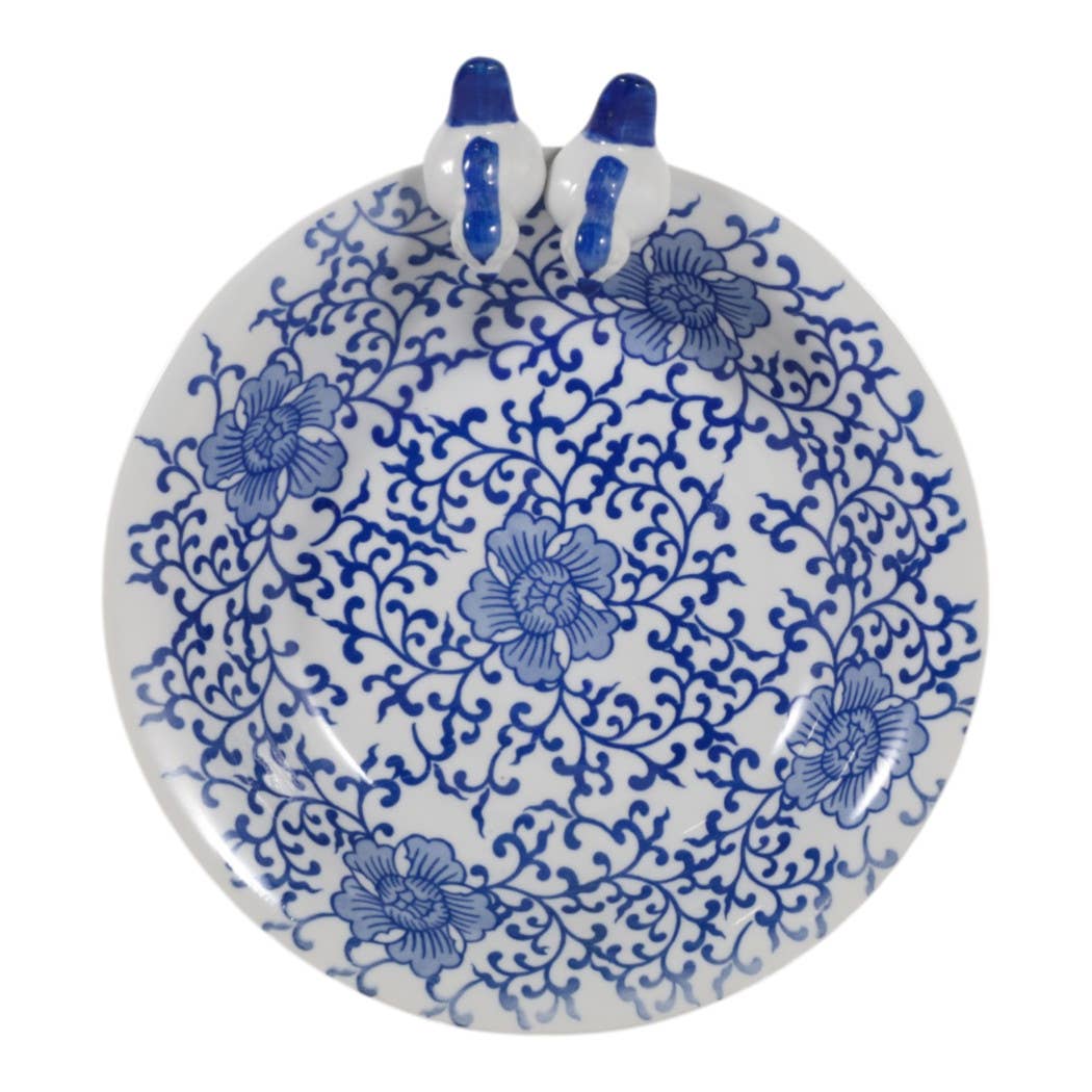 Ceramic Patterned Chinoiserie Bird Bath