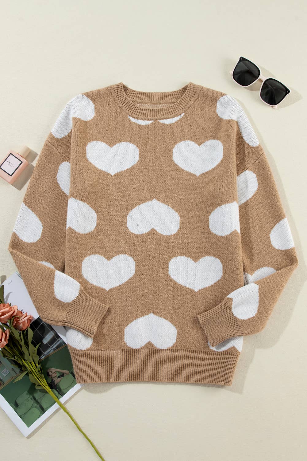 Tan Heart Sweater