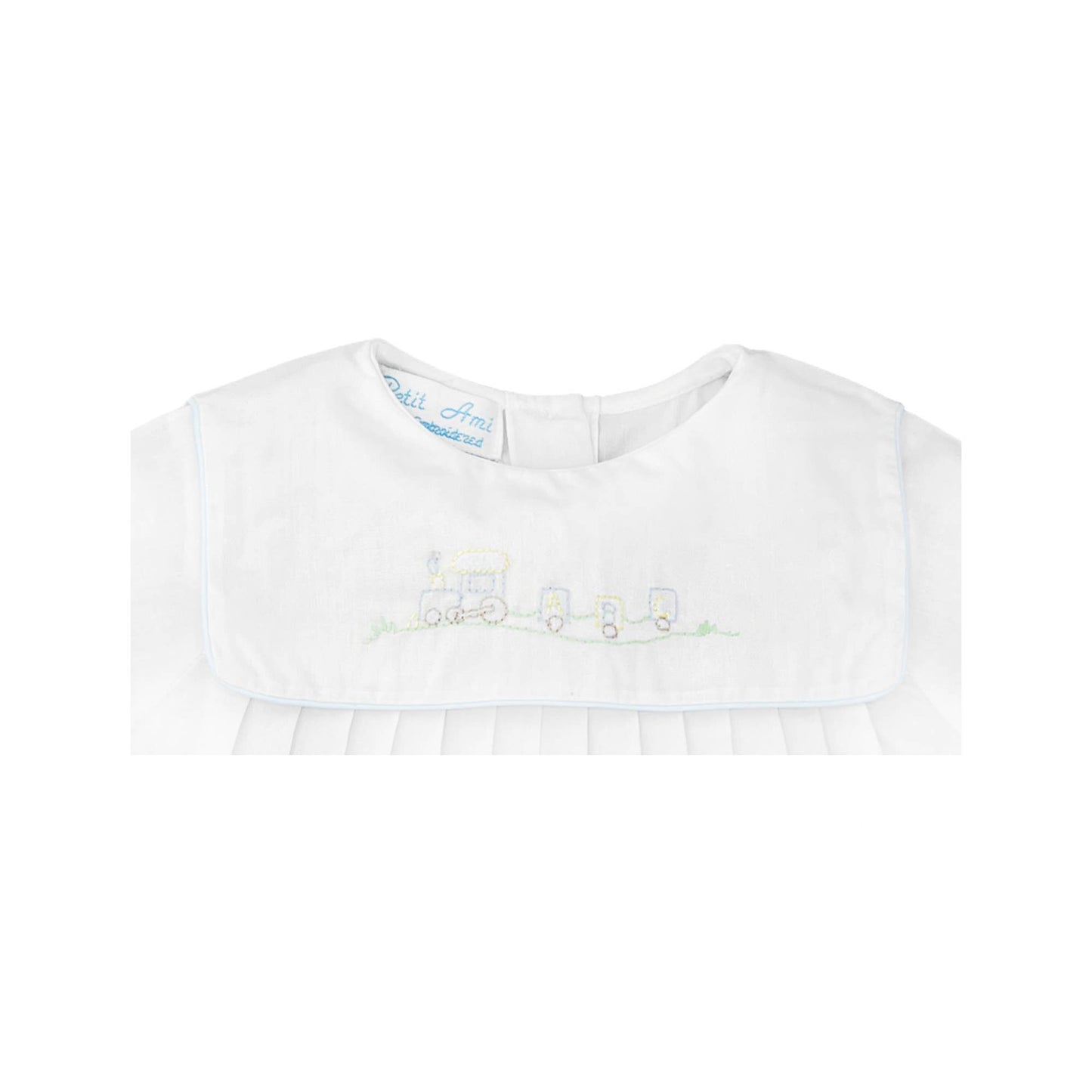 Boy Bubble with Train Embroidery in White