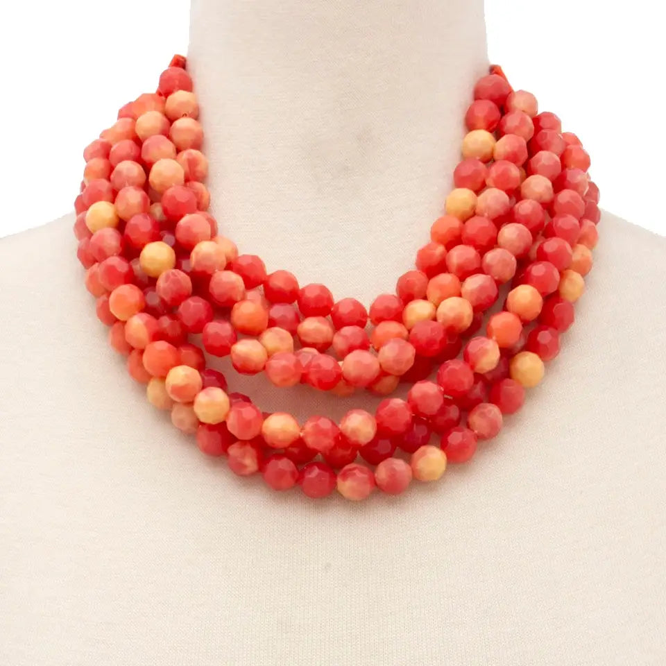 Beaded Magnetic Necklace - Orange