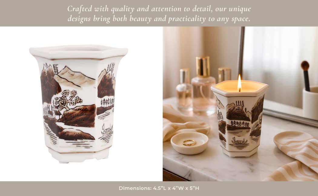 6 oz Brown Cermaic Sage & Eucalyptus Candle
