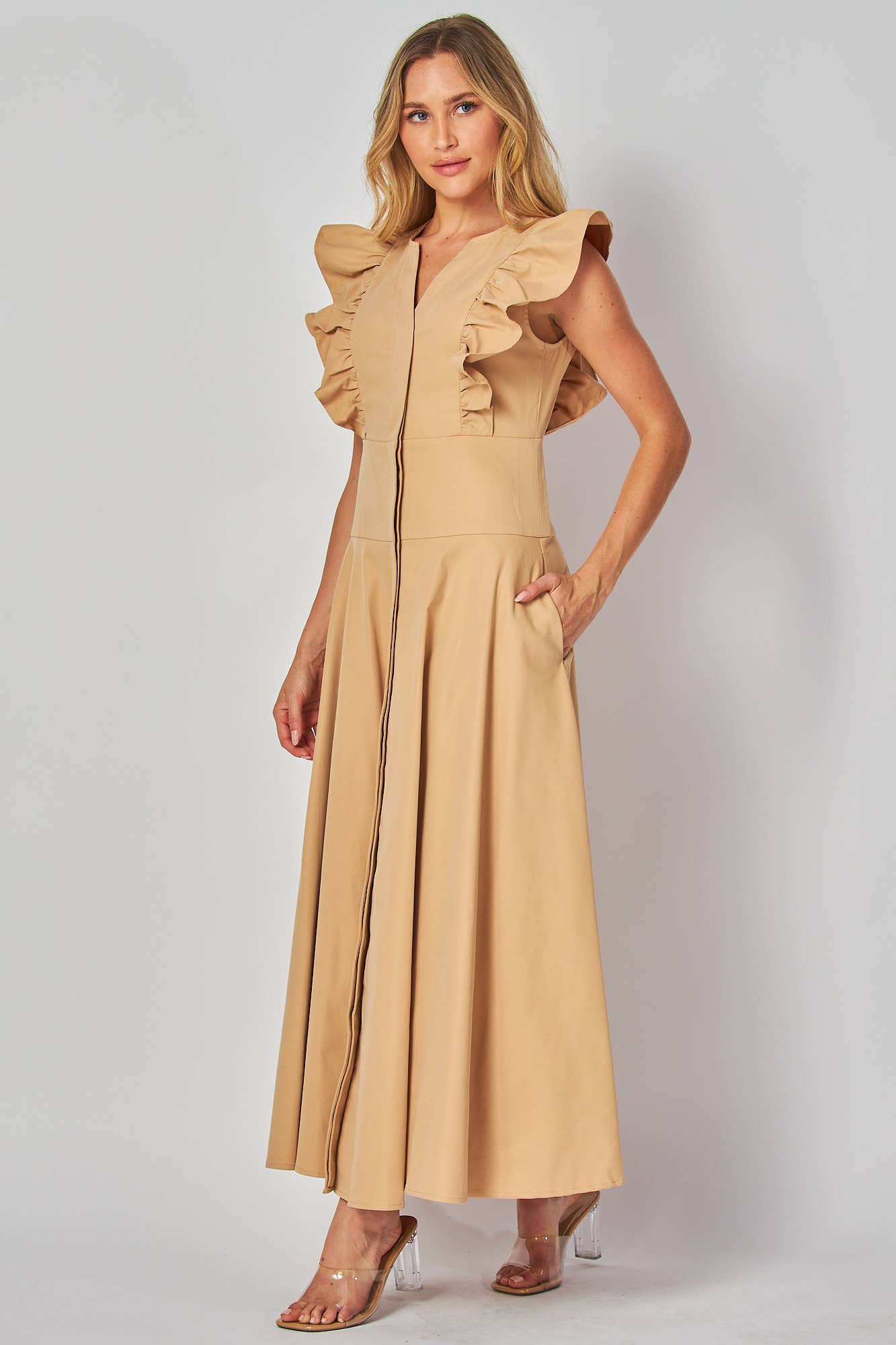 Ruffled Button Down Maxi