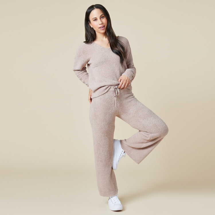 Softies Solid Marshmellow V-Neck Set- Coco