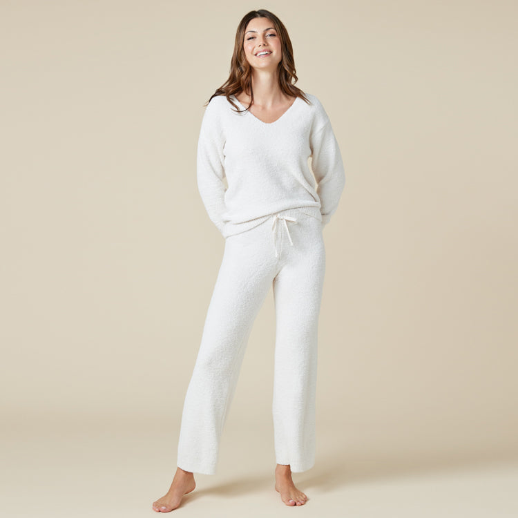 Softies Solid Marshmellow V-Neck Set- Almond