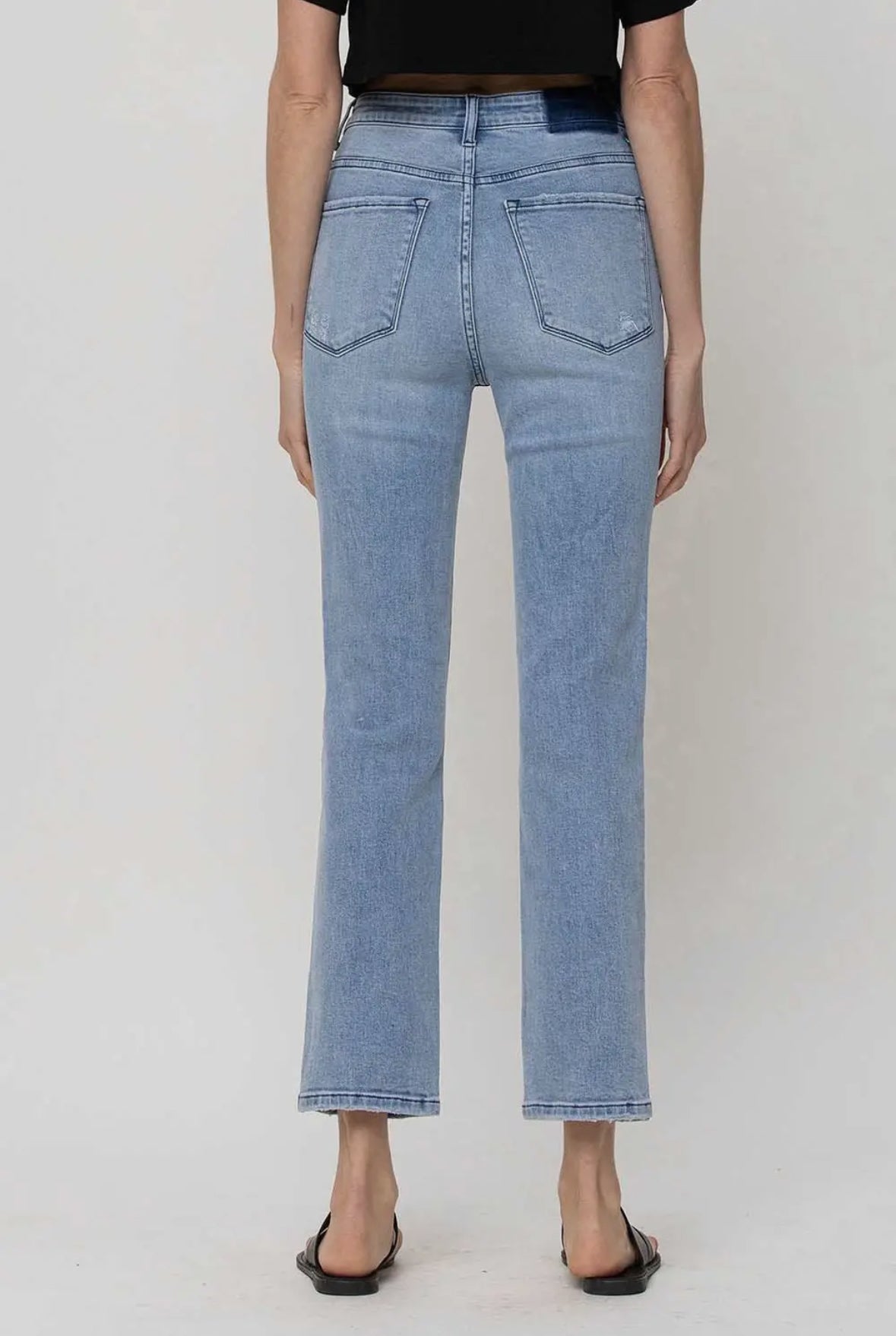 Leona - Super High Rise Crop Side Slit Straight Jeans