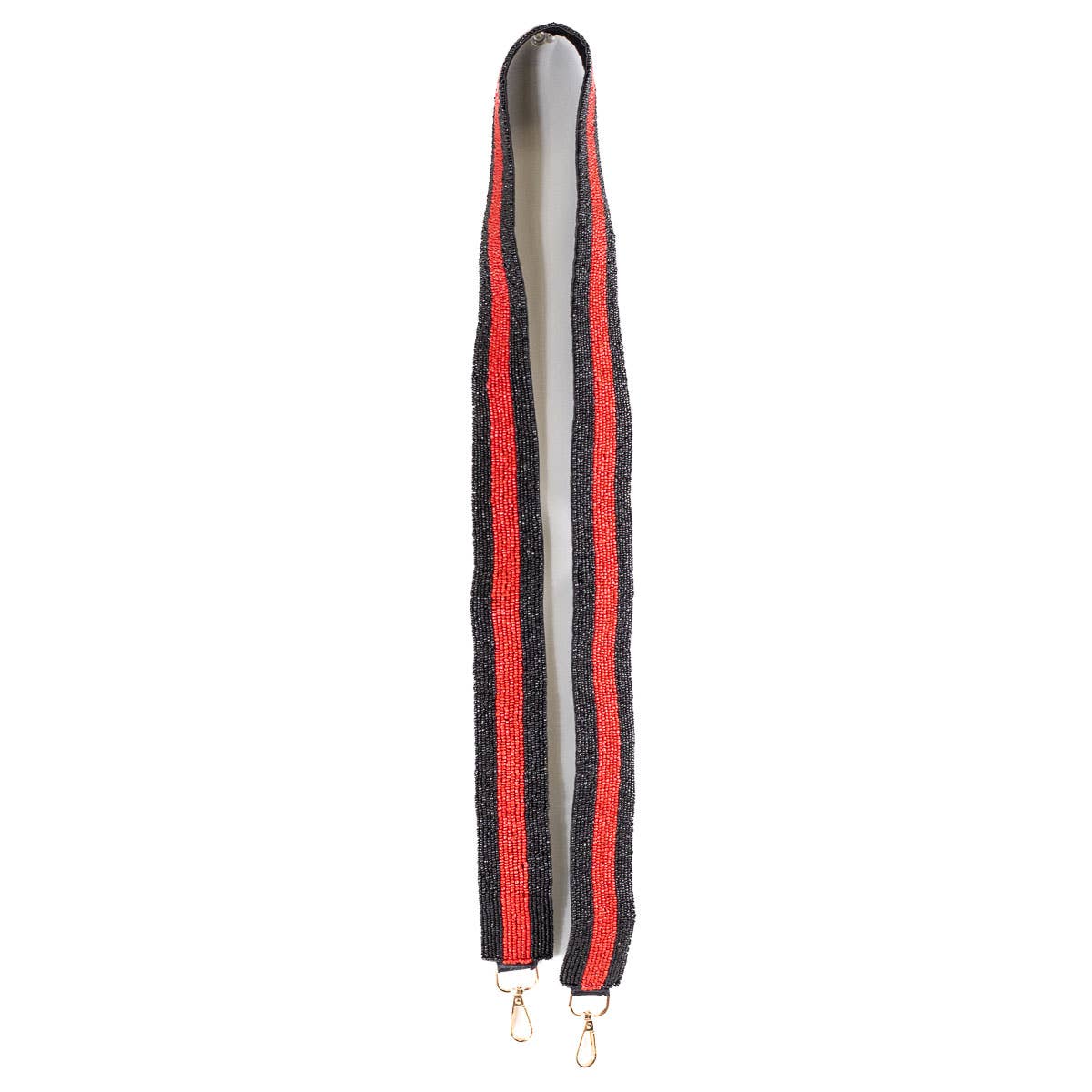 Gameday Black/Red Stripe Beaded Purse Strap