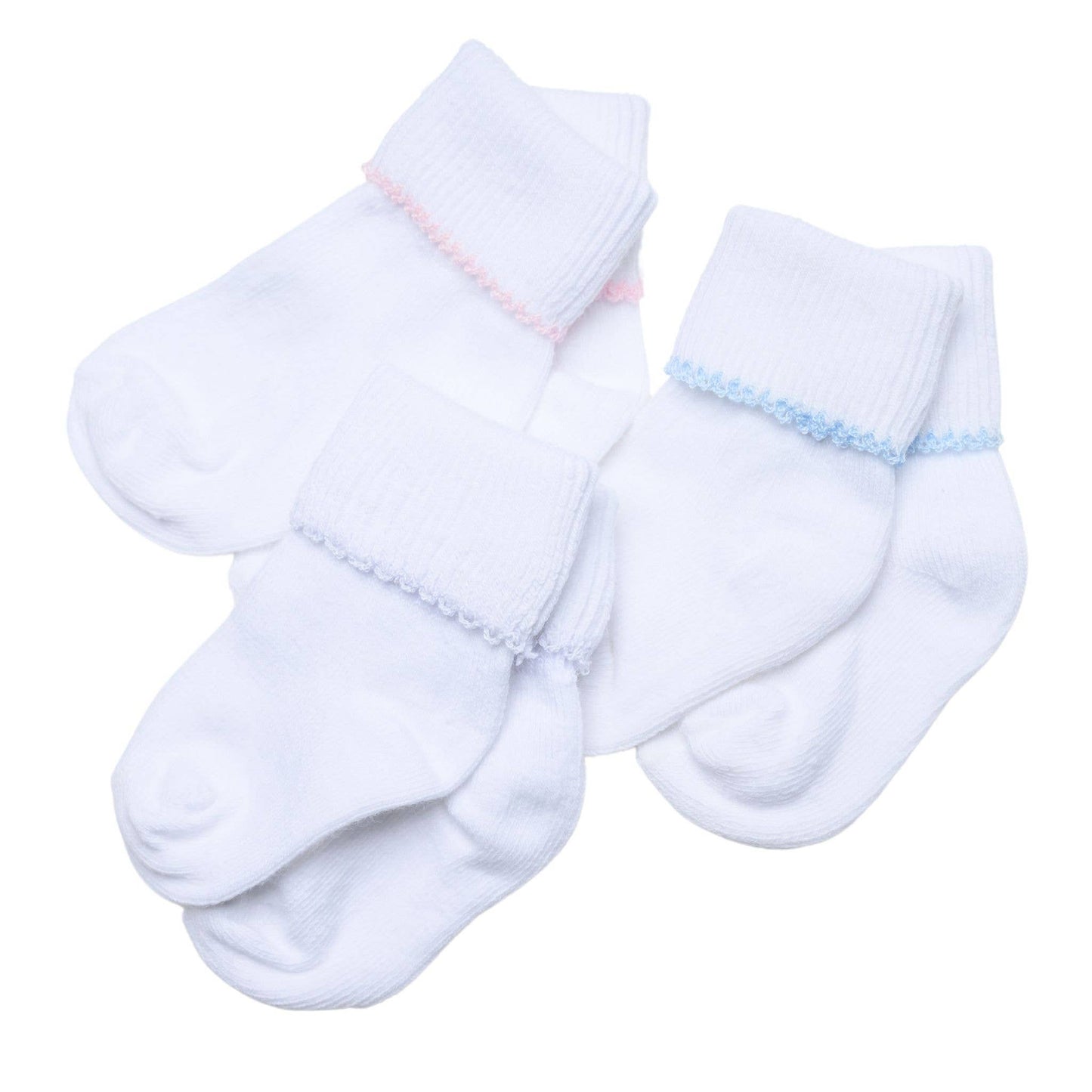 White & Blue Pima Cotton Socks
