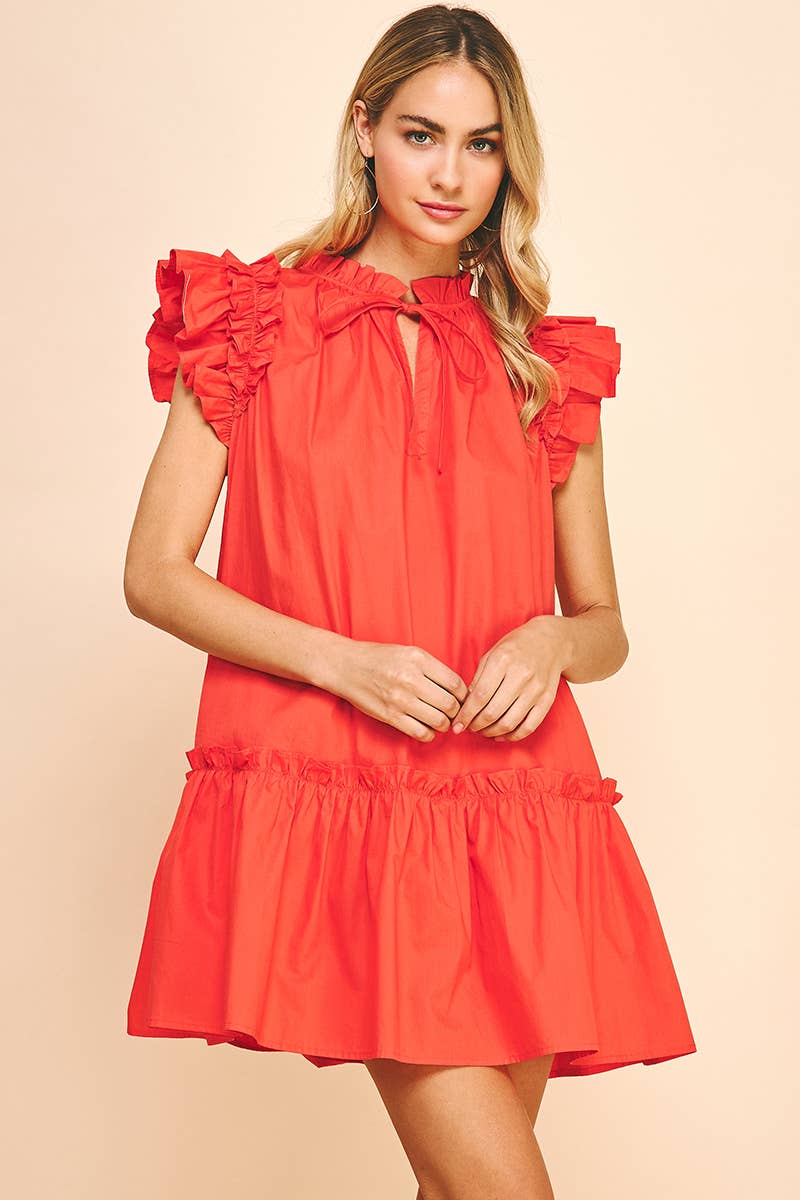 Ruffle Dress in Tomato