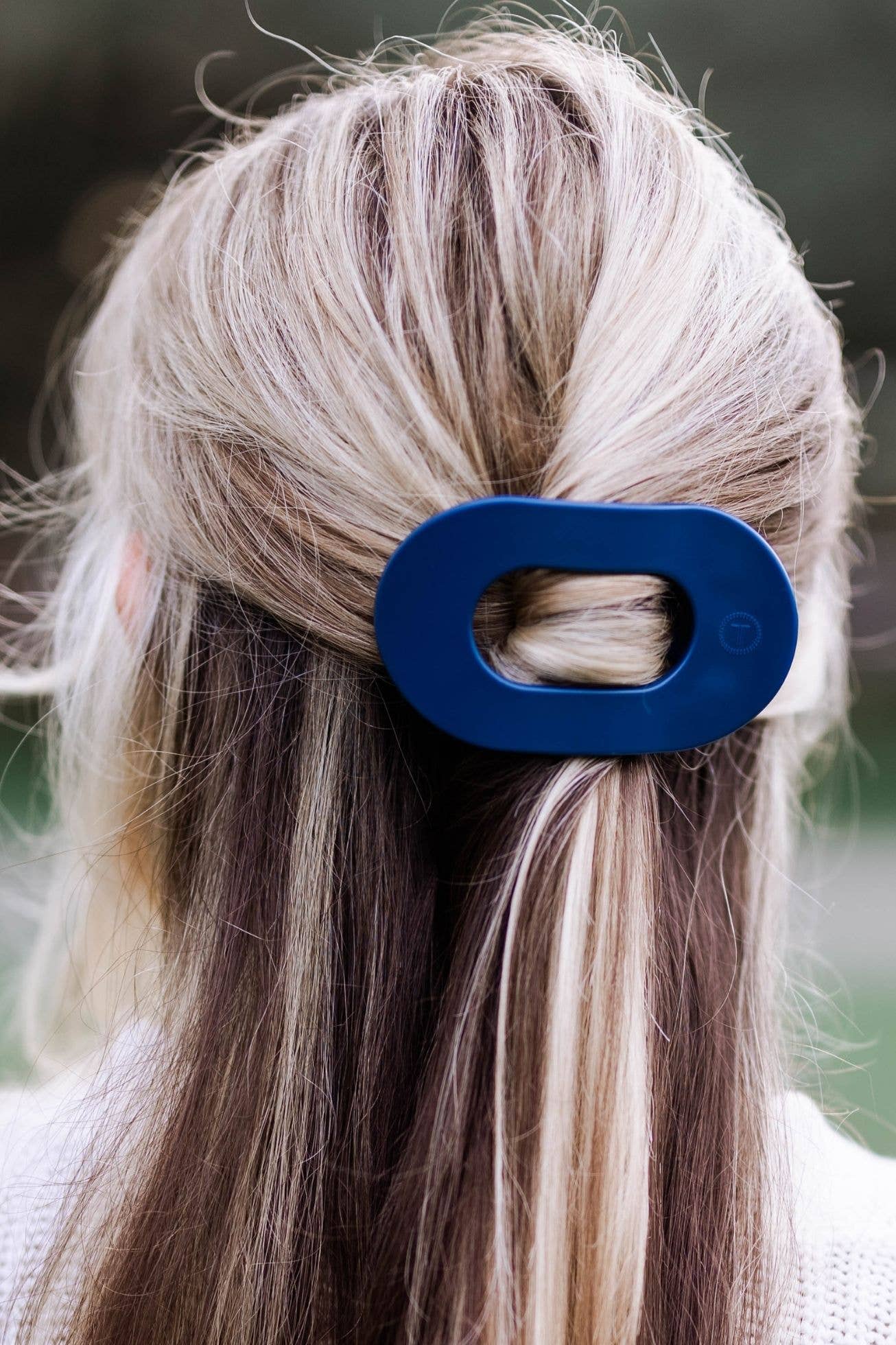 Navy Teleties Flat Hair Clip in Medium