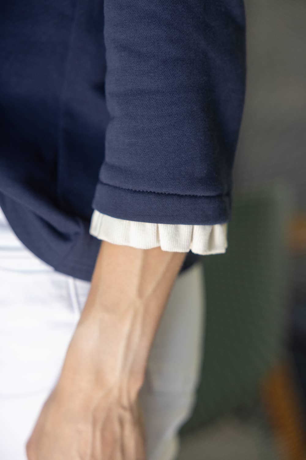 Navy 3/4 Sleeve Knot Top