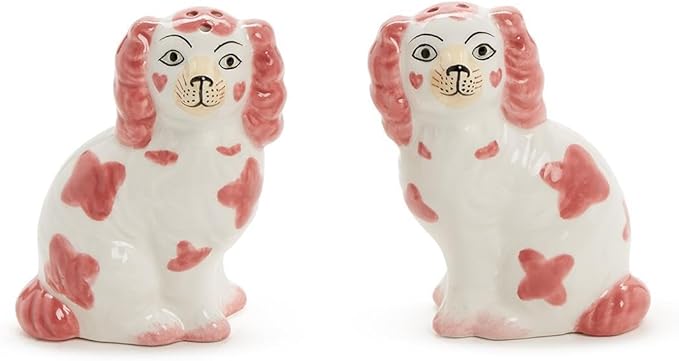 Pink Staffordshire Dog Salt and Pepper Shaker Set