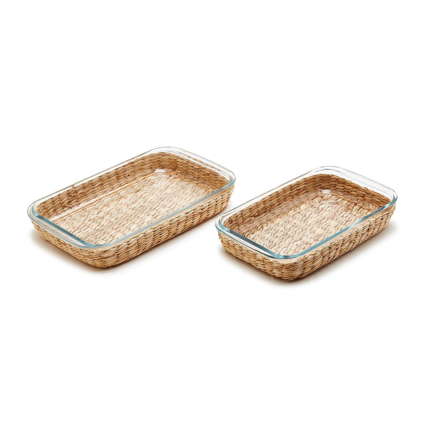 Island Chic Borosilicate Glass Baking Dish with Removable Hand-Woven Lattice