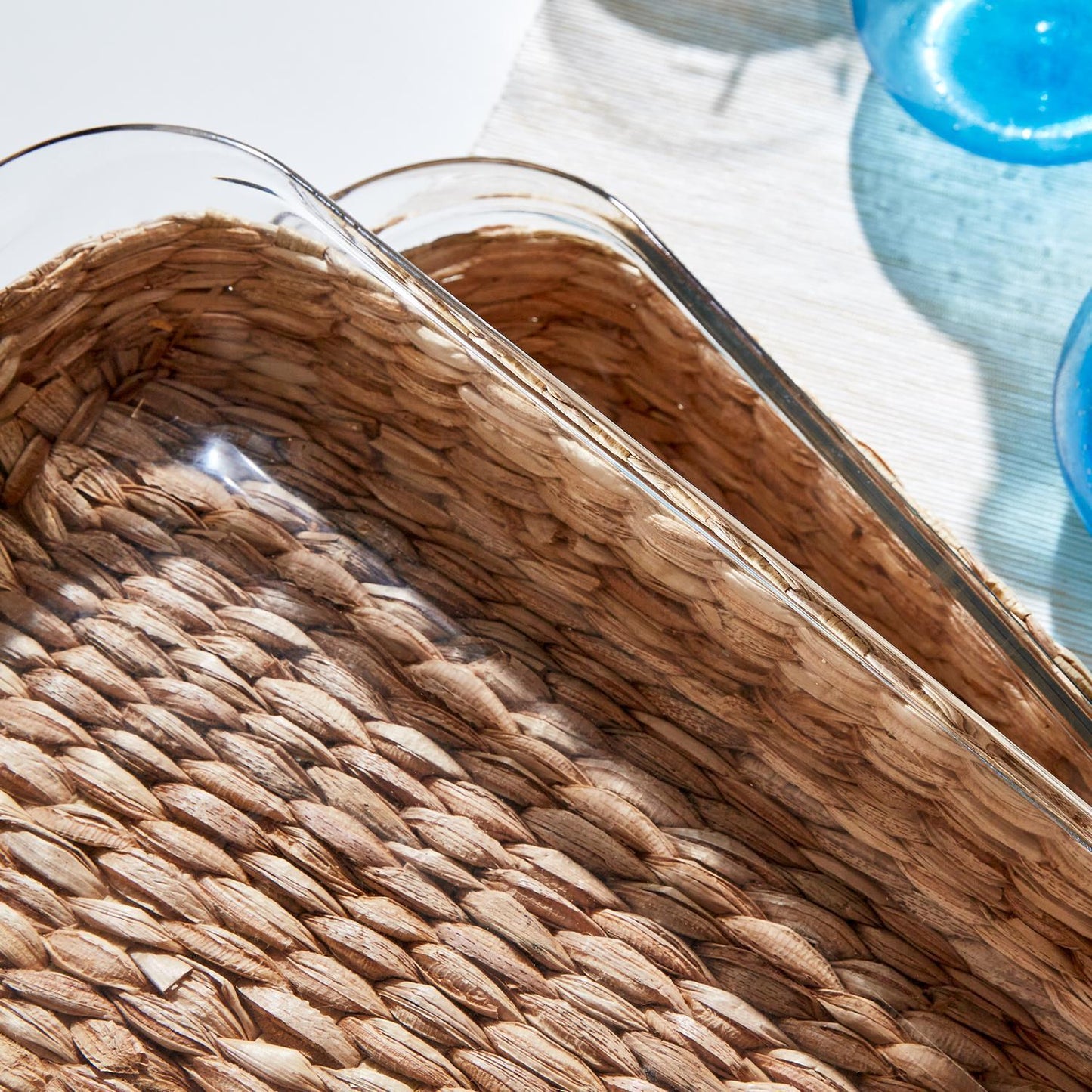 Island Chic Borosilicate Glass Baking Dish with Removable Hand-Woven Lattice