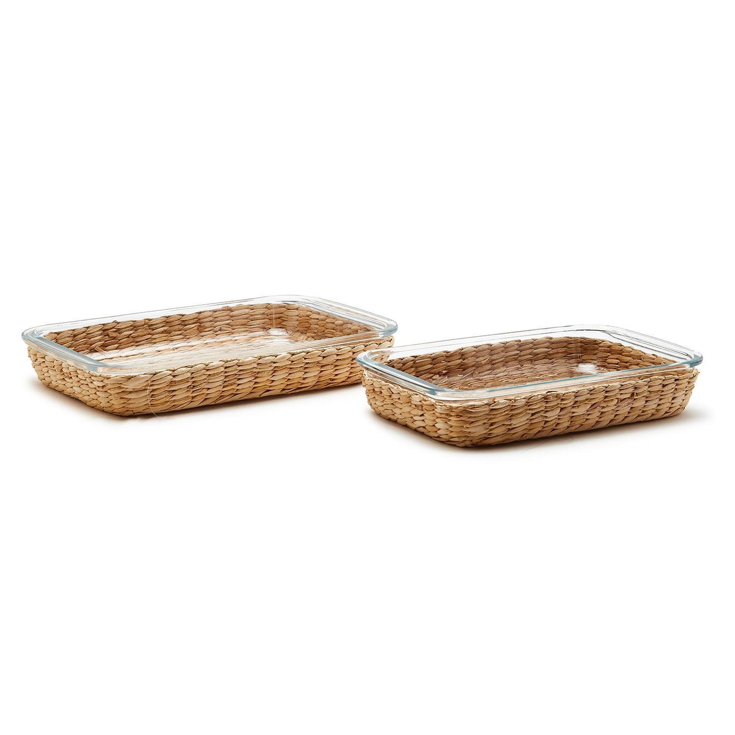Island Chic Borosilicate Glass Baking Dish with Removable Hand-Woven Lattice