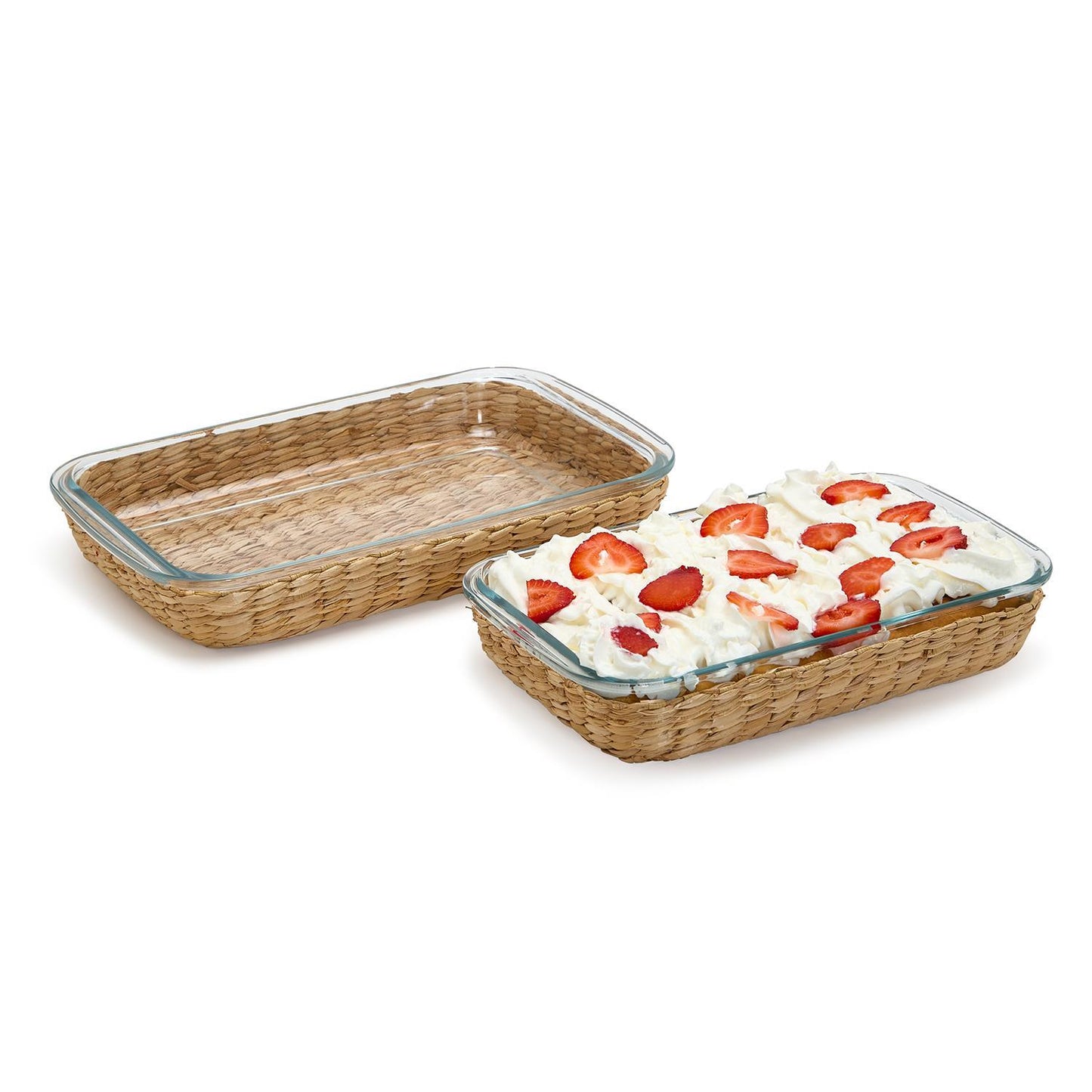 Island Chic Borosilicate Glass Baking Dish with Removable Hand-Woven Lattice