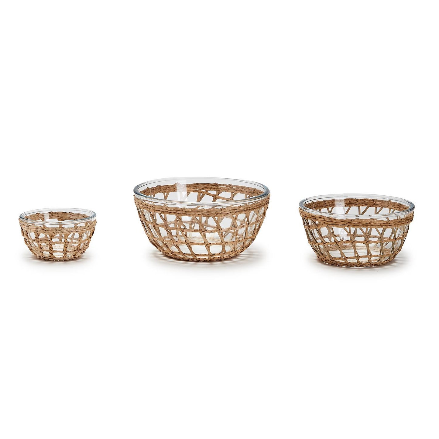 Island Chic Glass Bowls with Hand-Woven Lattice
