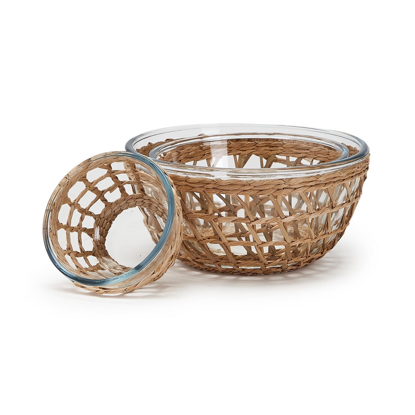 Island Chic Glass Bowls with Hand-Woven Lattice