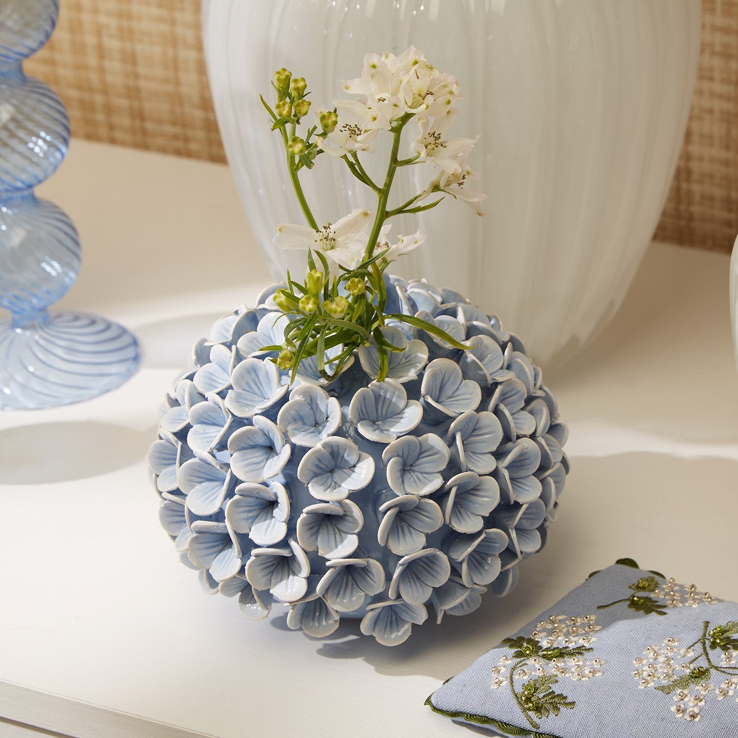 Hydrangea Flower Bud Vase / Taper Candle Holders