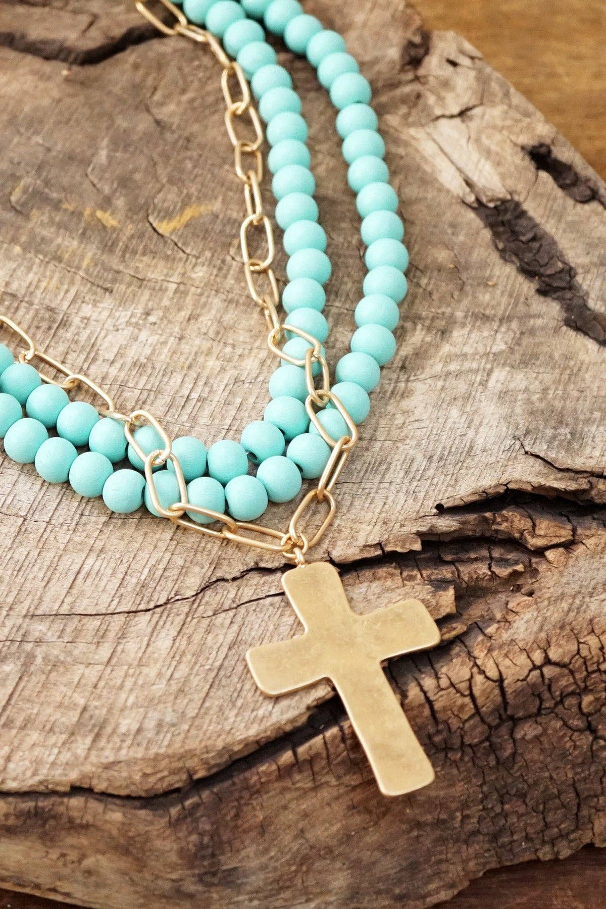 Multi Strand Statement Cross Necklace