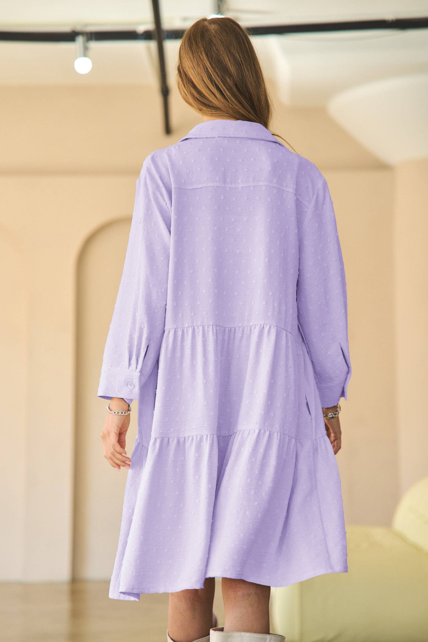 Lavender Buttoned T-shirt Dress