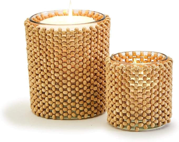 Mango Wood Bead Candleholders