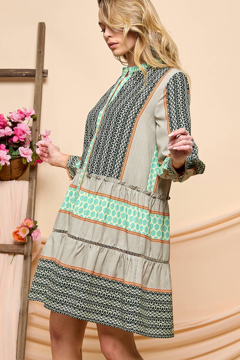 3/4 Length Printed Dress