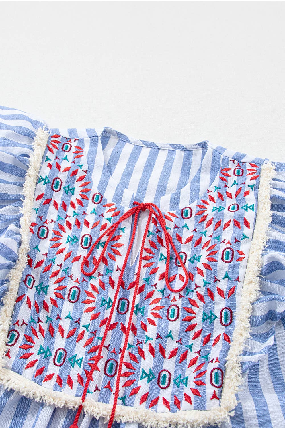 Embroidered Tassel Top