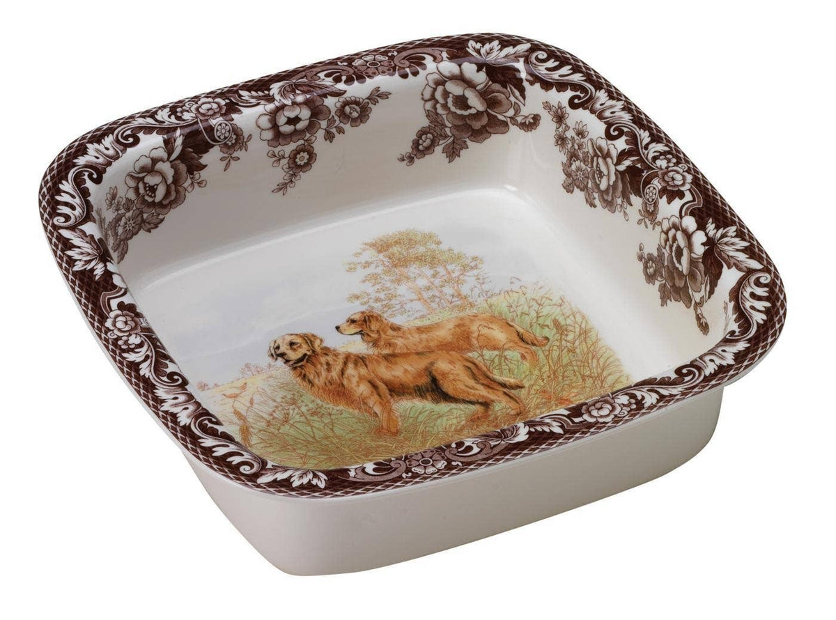 Spode Woodland Square Rim Dish (Golden Retriever)