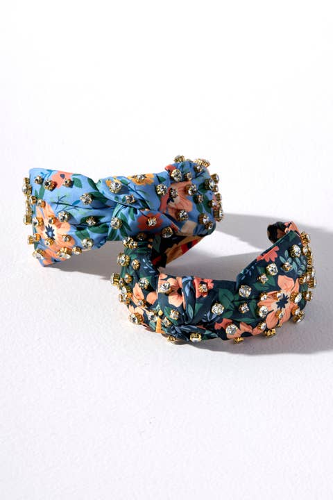 SHIRALEAH - FLORAL EMBELLISHED KNOTTED HEADBAND