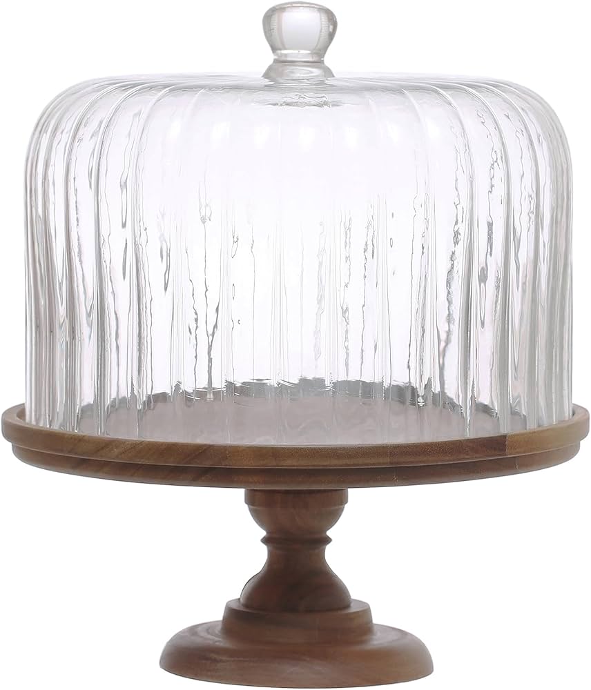 Glass and Wood Cake Stand