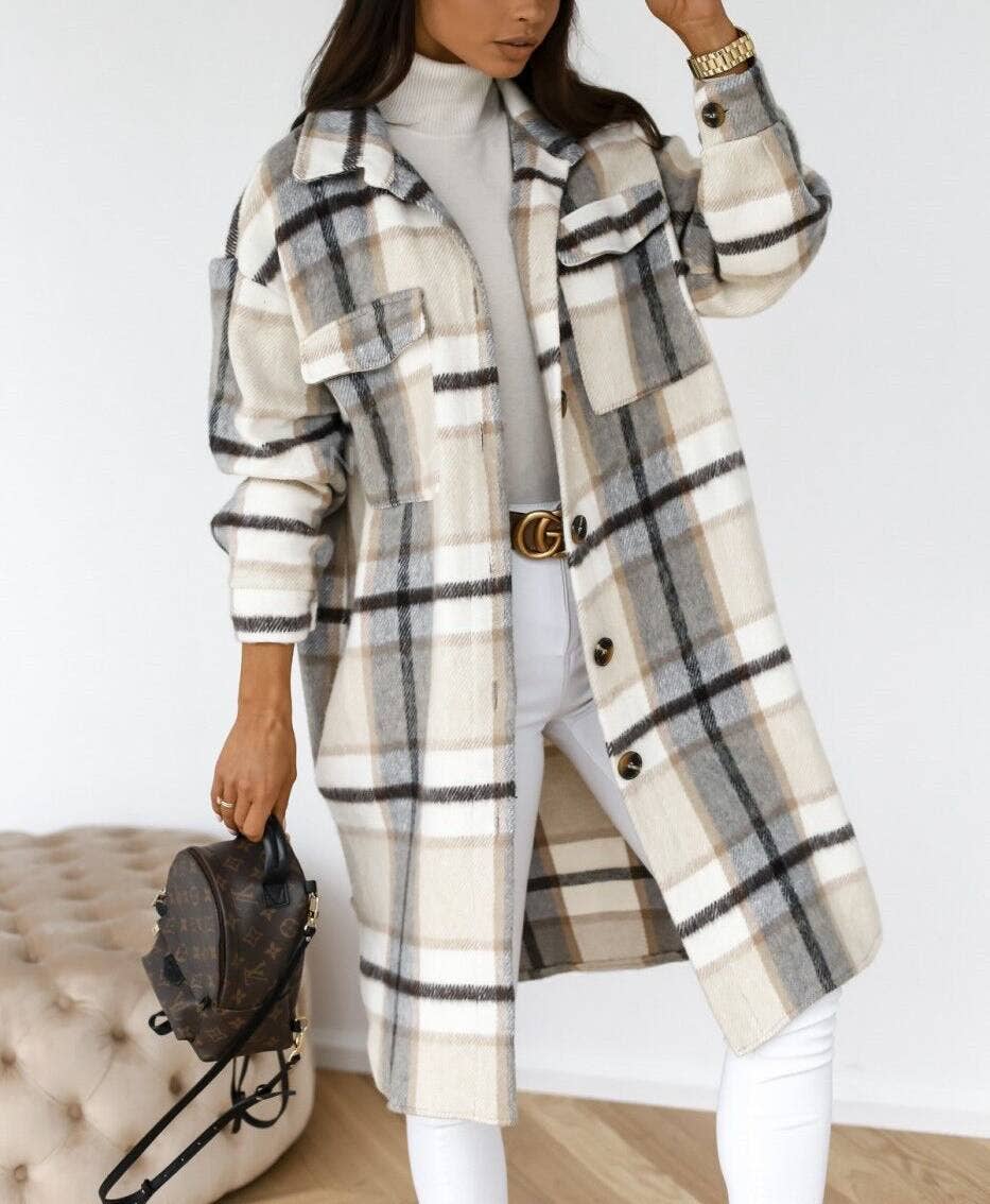 Plaid Lapel Shacket
