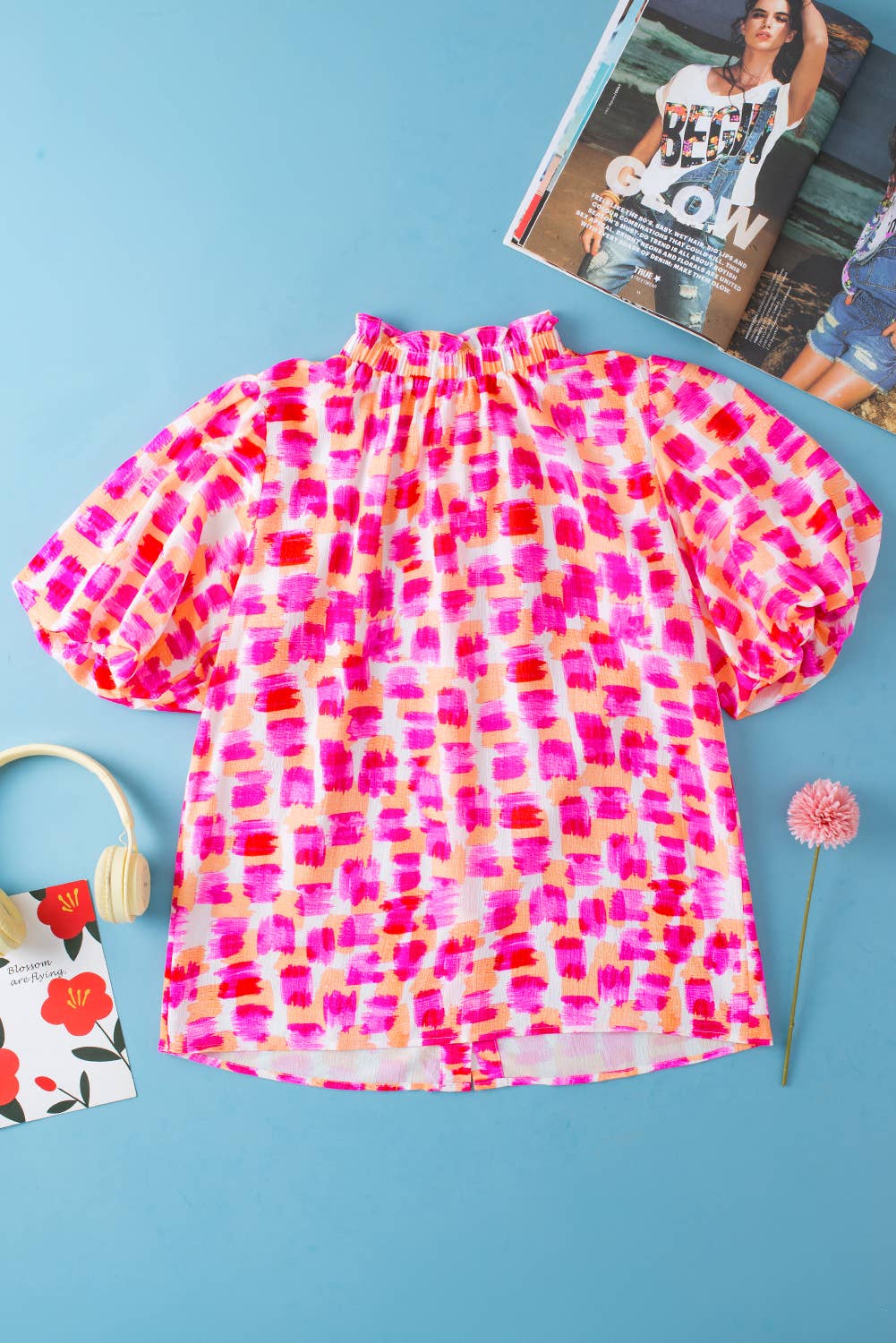 Abstract High Neck Blouse
