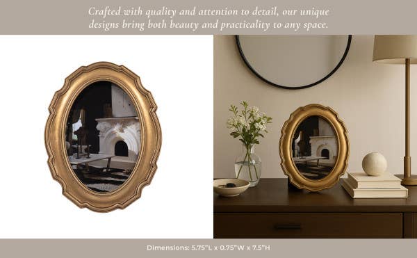 4x6 Gold Polyresin Round Vintage Style Photo Frame