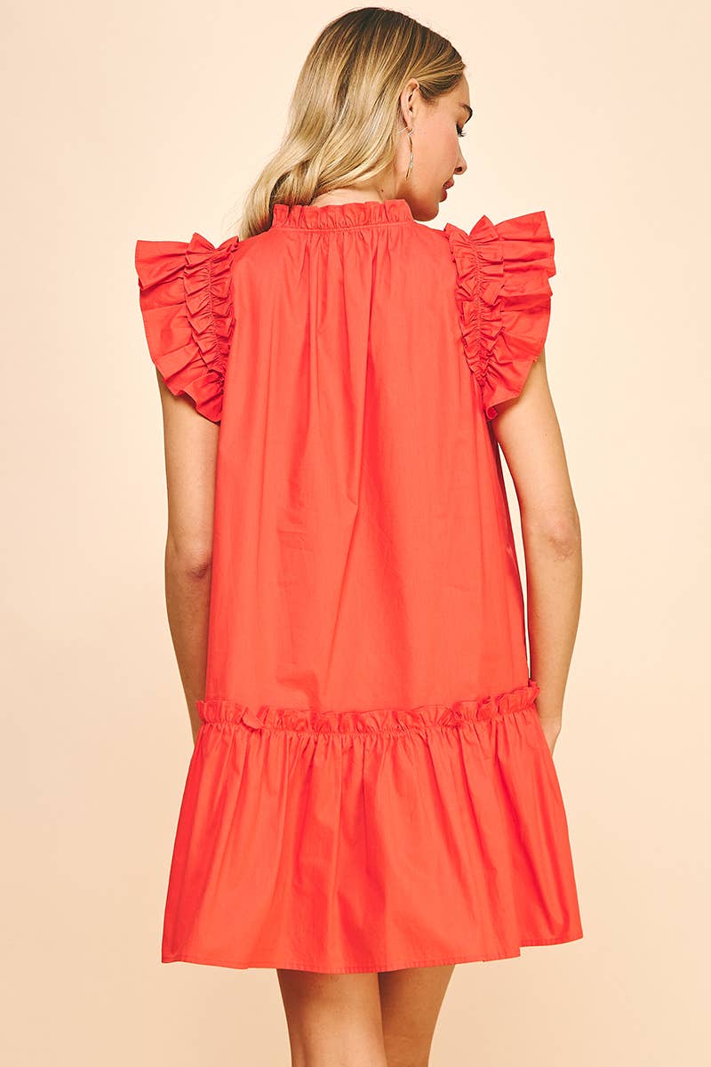 Ruffle Dress in Tomato