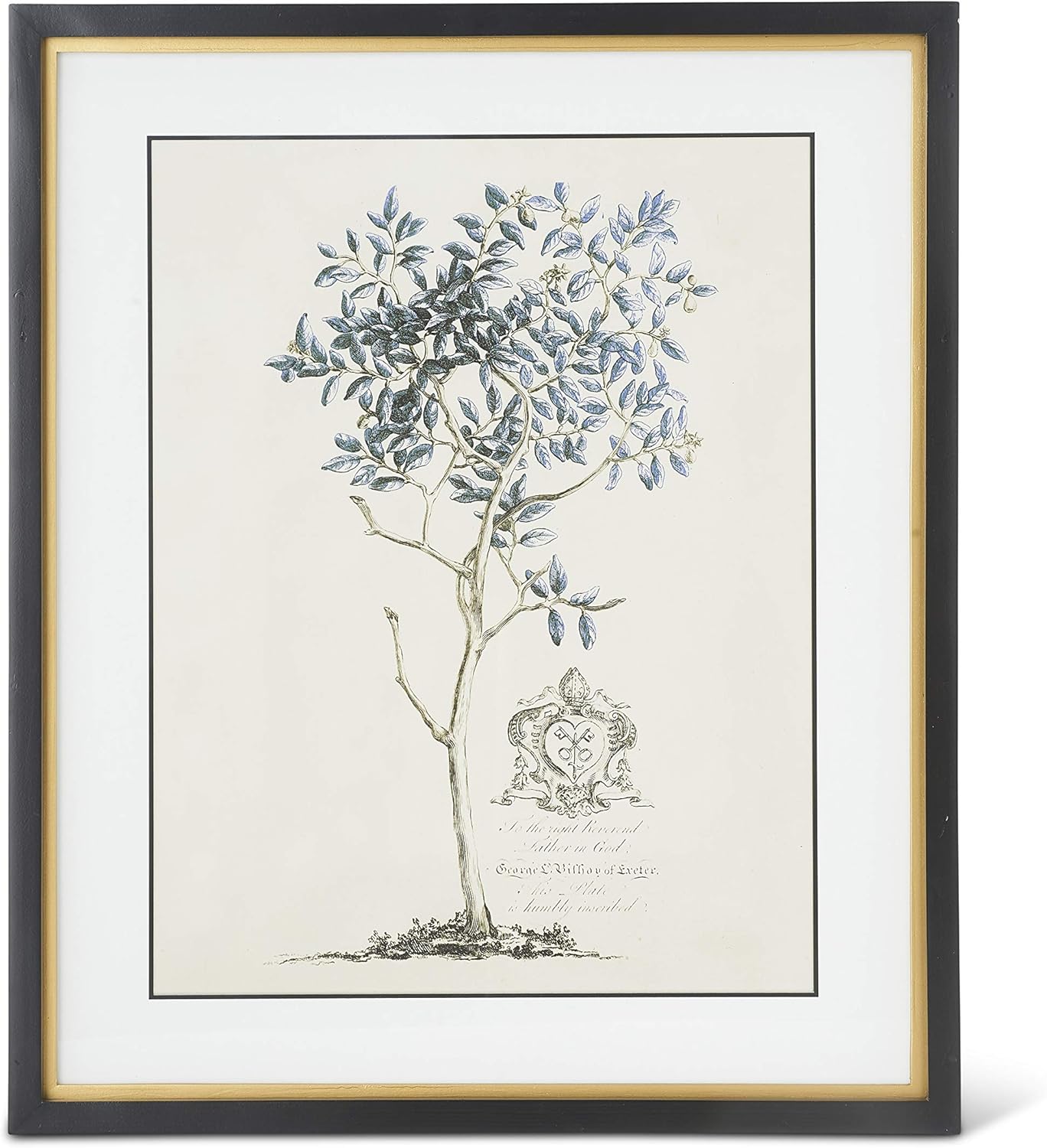 K&K Interiors 23.75 Inch Blue Arbor Prints In Black W/Gold Frame