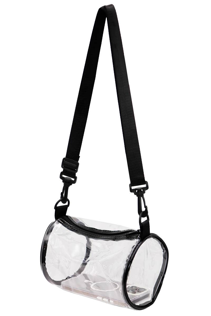 Transparent Clear PVC Duffel Crossbody Barrel Bag