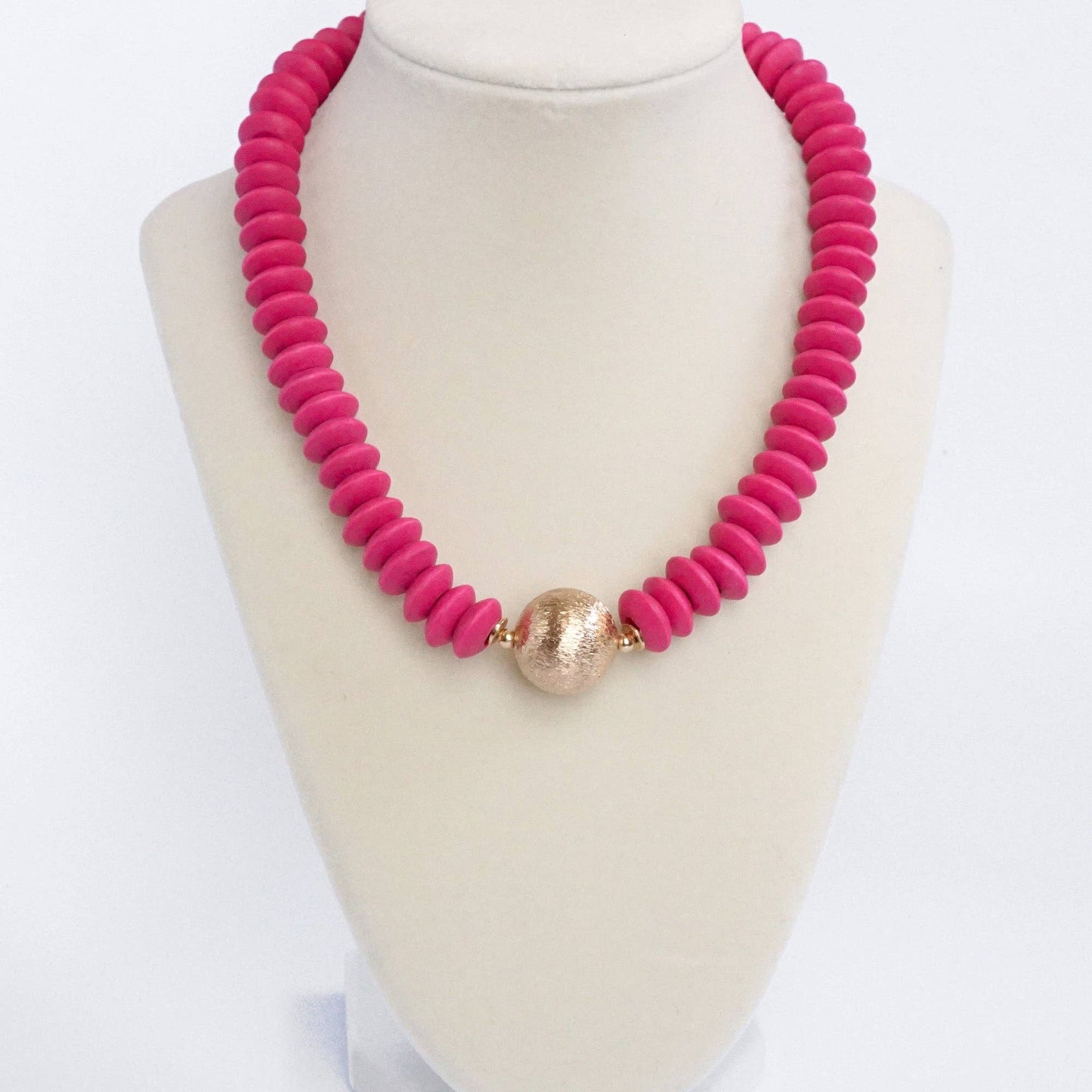 Wooden Bead Short Statement Necklace