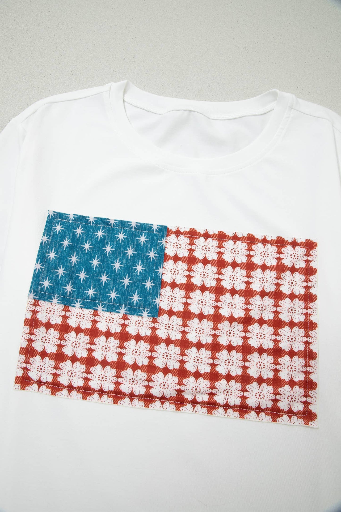 LDC Embroidered Patch Flag Casual T Shirt