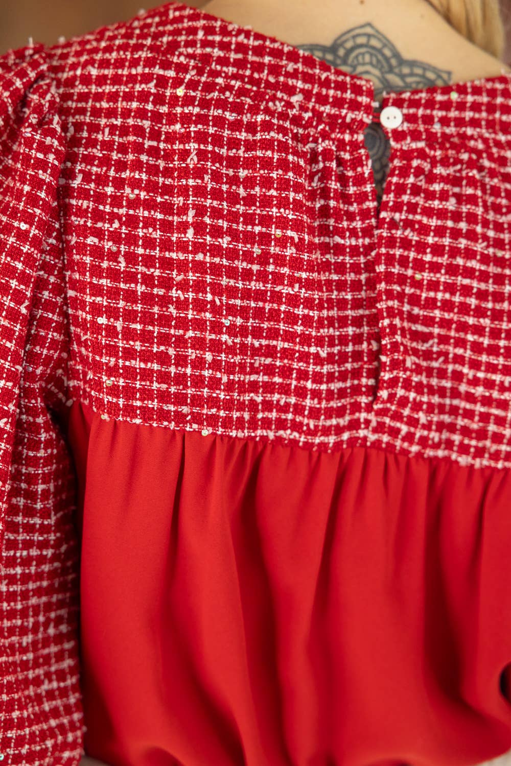 Red Tweed Top