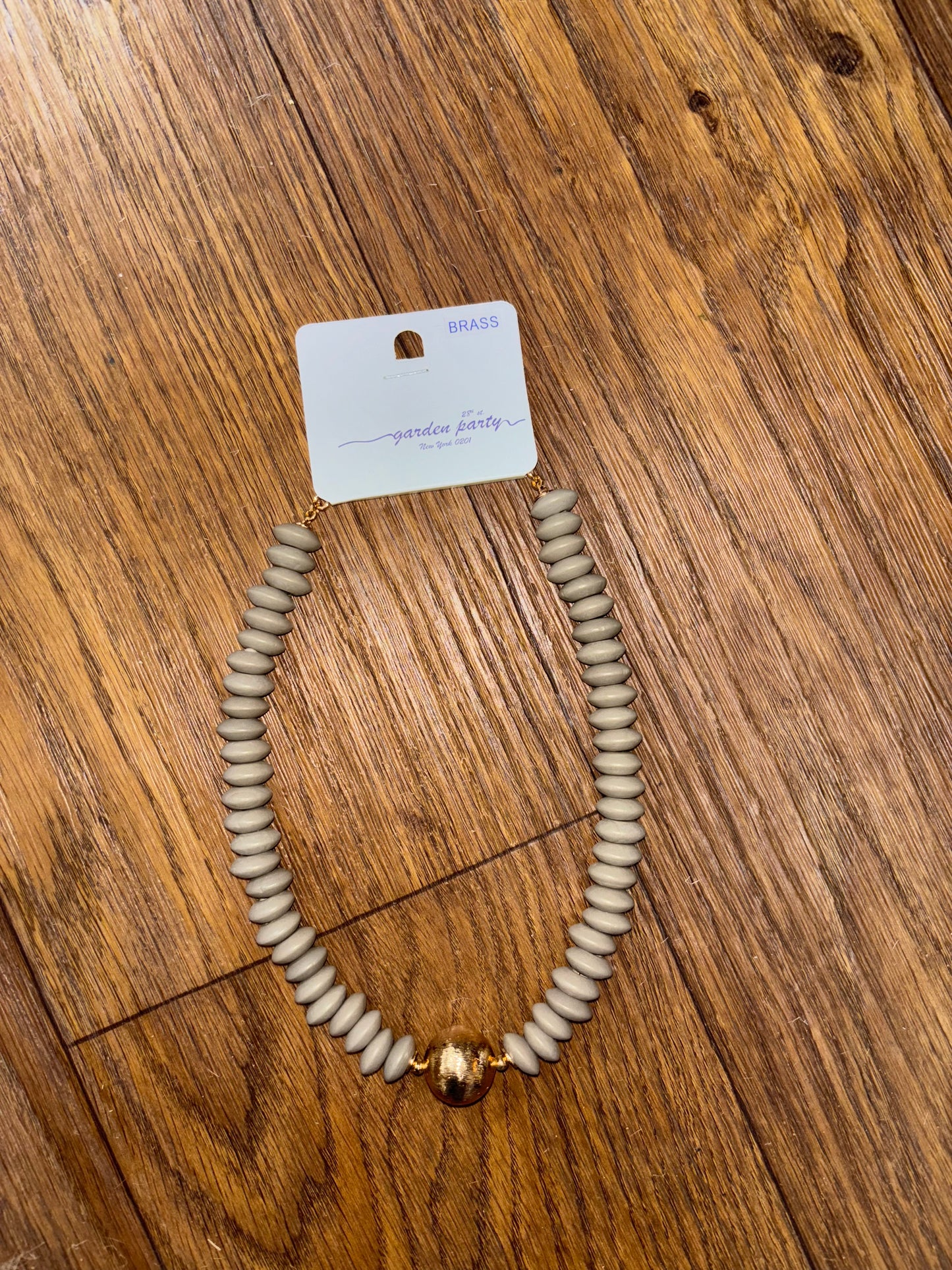 Wooden Bead Short Statement Necklace