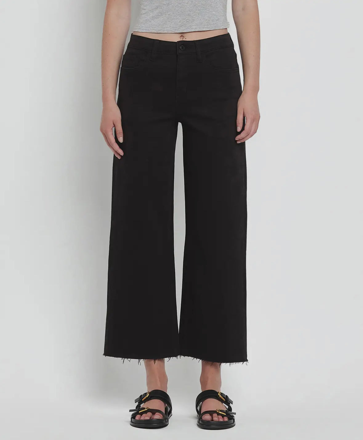 Olivia - Black High Rise Crop Wide Leg