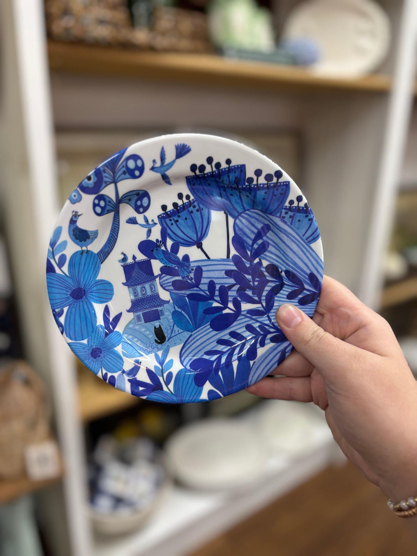 Blue and White Melamine Cottage Salad Plate