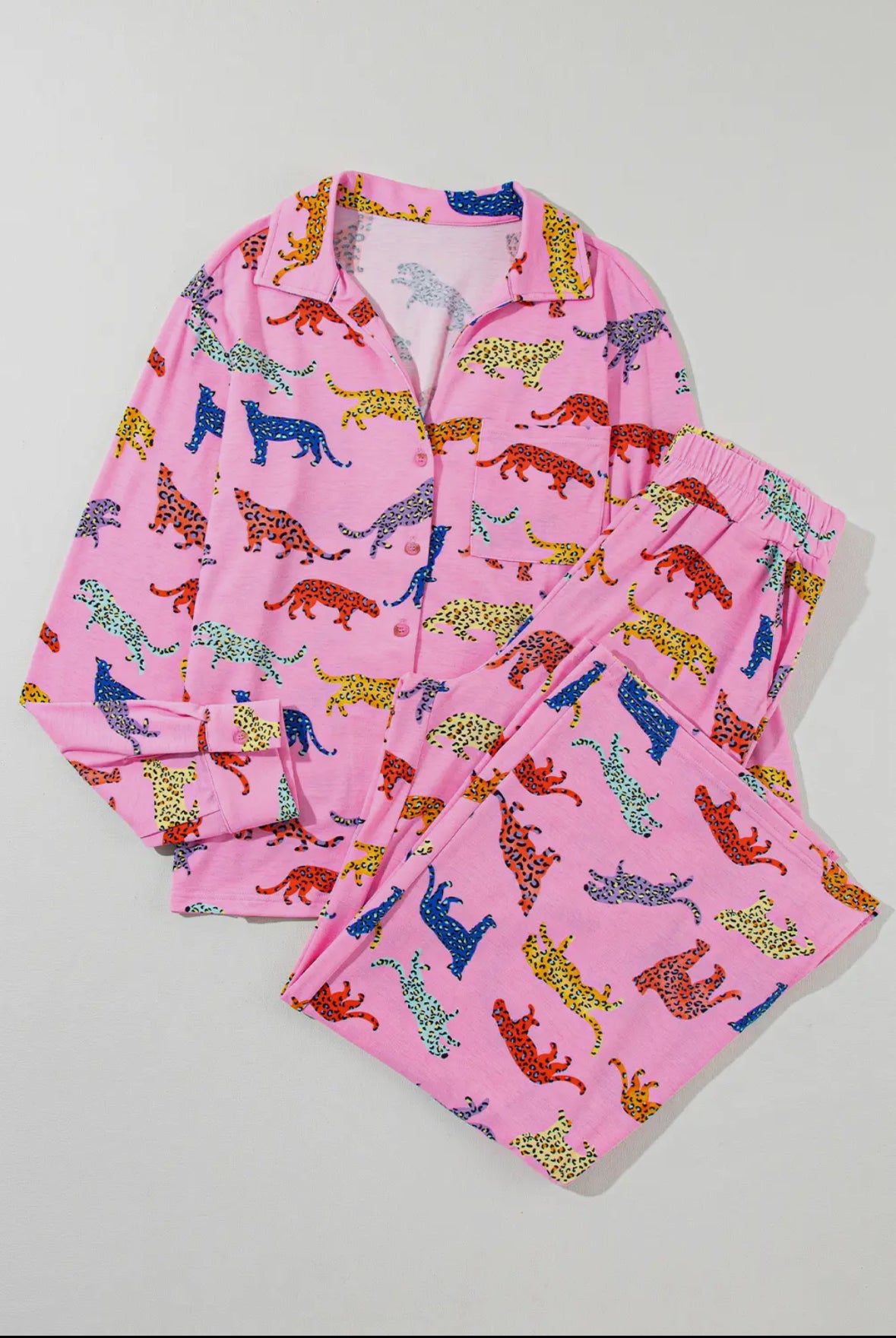 Rainbow Cheetah Pajama Set