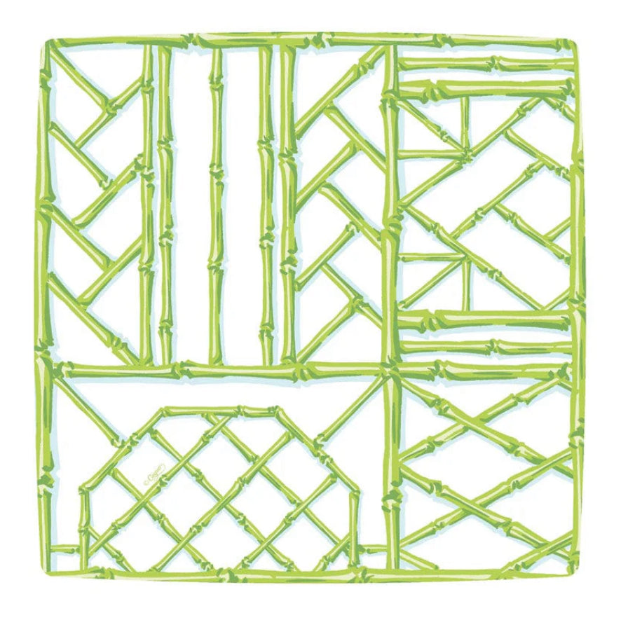 Bamboo Screen Moss Green Square Salad & Dessert Plates - 8 Per Package