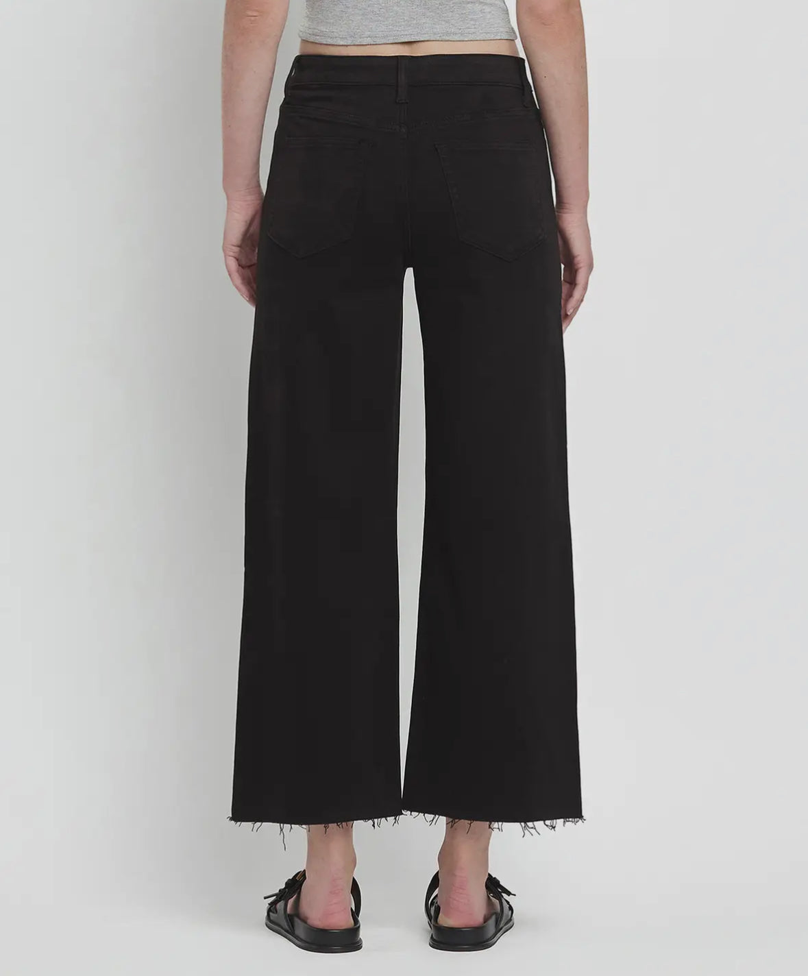 Olivia - Black High Rise Crop Wide Leg