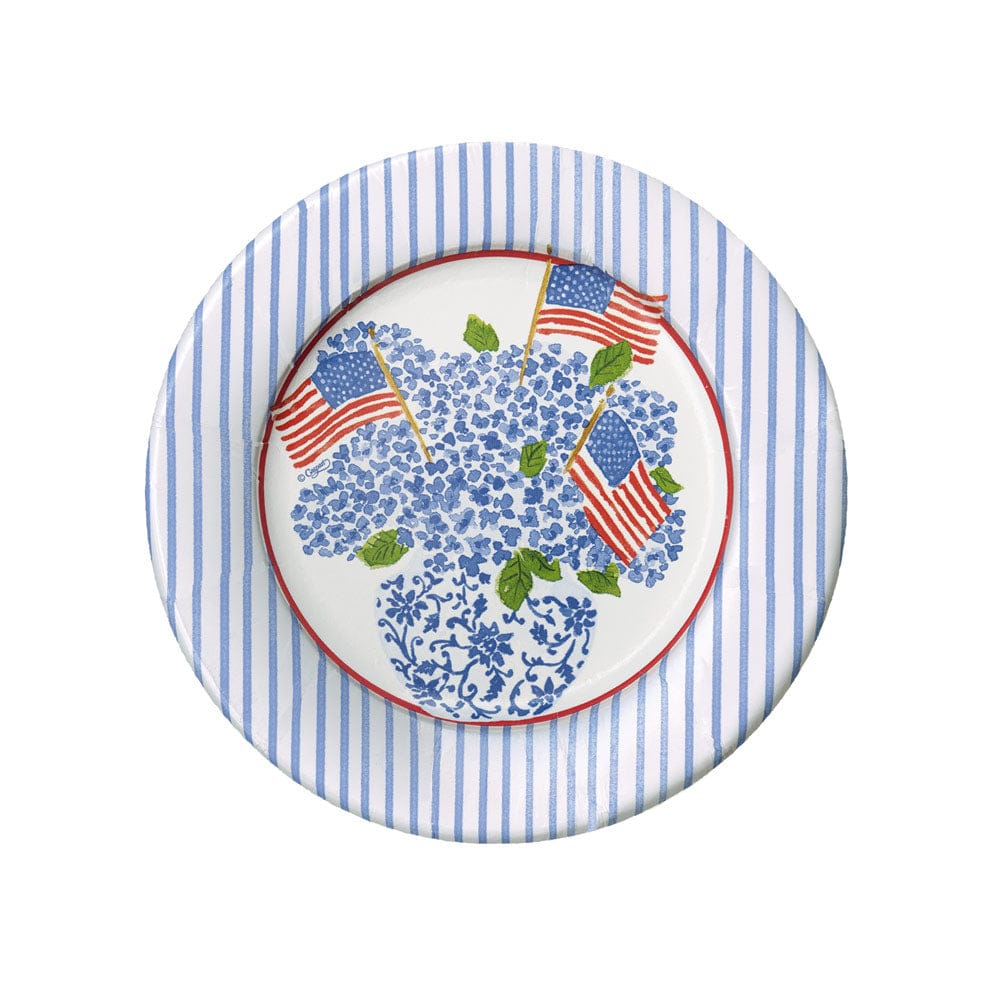 Flags and Hydrangeas Paper Salad & Dessert Plates